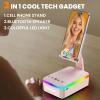 JTEMAN Gifts for Men Women,Cell Phone Stand with Bluetooth Speaker and LED Light,Cool Tech Gadgets,Unique Birthday Gifts for Men Husband Mom Dad-Pink view 3