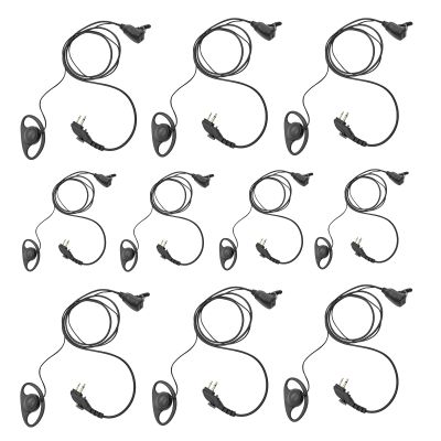 JUYODE 10 Pcs BD502 BD502i Earpiece for Hytera BD552i PD562 PD482i PD402i HYT TC-508 TC-580 TC-610 RCA RDR2500 2550 2600 XR150 D Shape Surveillance Walkie Talkie Radio Headset Ear Piece with PTT Mic