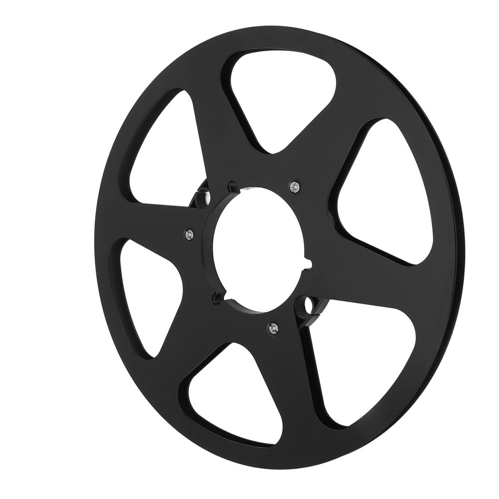 10 Inches Takeup Reel, 6 Holes Empty Tape Reel for 1/4 Inch Tapes and 10in Diameter Open Reel Deck, Aluminum Alloy Universal Open Reel Sound Tape Empty Reel (Black)