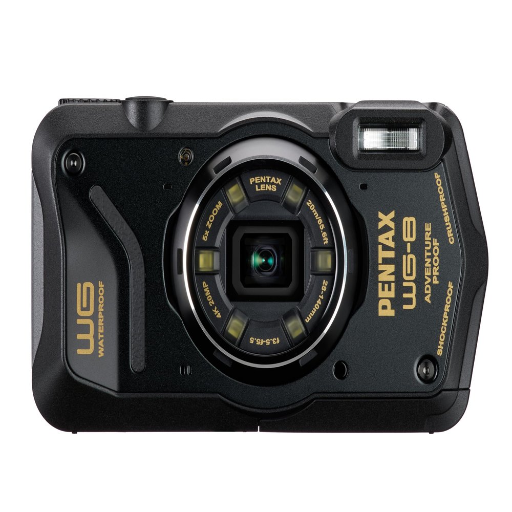 PENTAX WG-8 Black All-Weather Adventure Camera, Featuring Outstanding Waterproof, dustproof, Shock-Resistant Performance, Multi-Application Ring Light for Macro Photography and Webcam Function