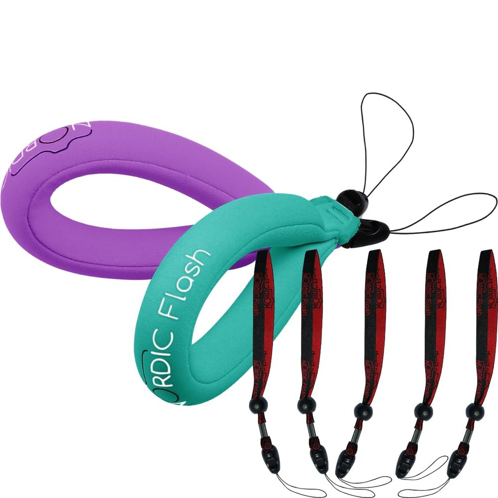 Nordic Flash Camera Floats 2p Turquoise Purple Bundle with Hand Straps 5p