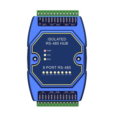 8 Ways RS485 Repeater Industrial Grade E810-R18 Power Signal Isolation ESD Protection DC 8-28V Rail Mounting High Speed