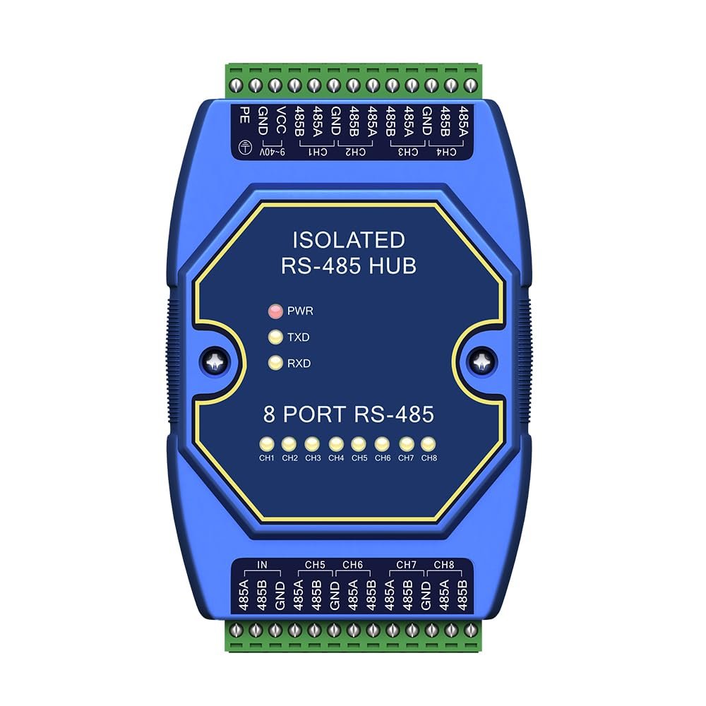 8 Ways RS485 Repeater Industrial Grade E810-R18 Power Signal Isolation ESD Protection DC 8-28V Rail Mounting High Speed
