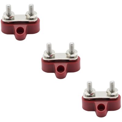 JECOMPRIS 3pcs 48v Automotive Terminal Power Distribution Block Car Boat Bus Bar Red Heavy Duty Cable Connect