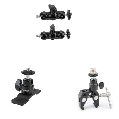 CAMVATE Universal Magic Arm + Crab Clamp+ 1/4"-20 Ball Head with Bottom Pedestal Mount
