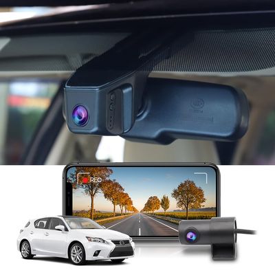 Fitcamx 4K Front+1080P Rear Dash Cam Adapts for Lexus CT 200h 2011-2020 FWD F Sport Sdn Hybrid Premium, OEM Look, 2 Way HD Video, Loop Recording, Built-in WiFi & APP, G-Sensor, Easy to Set, 128GB Card