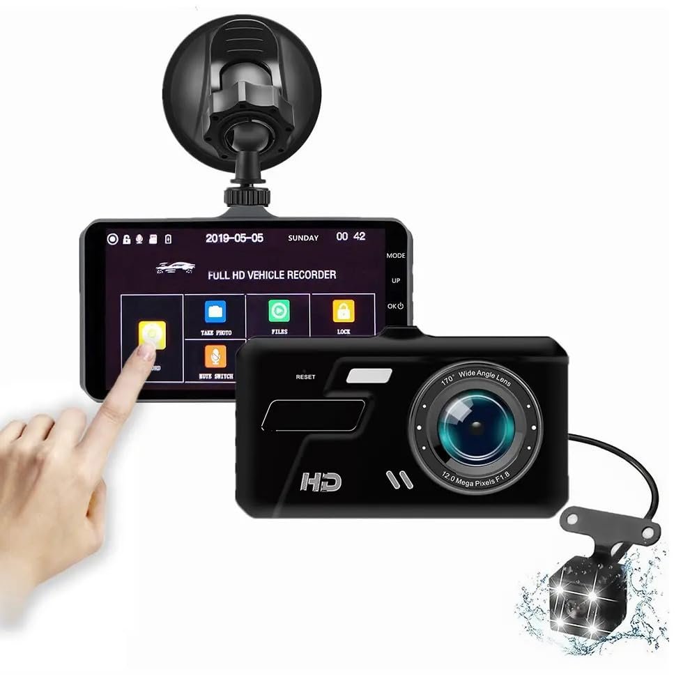 DirectNine Basics Car Recorder Cross Border Dual Lens HD 4 inch IPS Touch Screen Car Camera Front and Rear Dual Recording