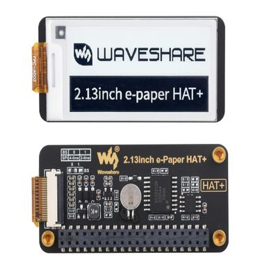 2.13inch E-Paper HAT+ for Raspberry Pi 5 4B 3B+ 3B Zero W Zero 2 W Jetson Nano, E-Ink Display 250x122 SPI Interface HAT+ Standard with Pwnagotchi Tutorial Support Partial Refresh