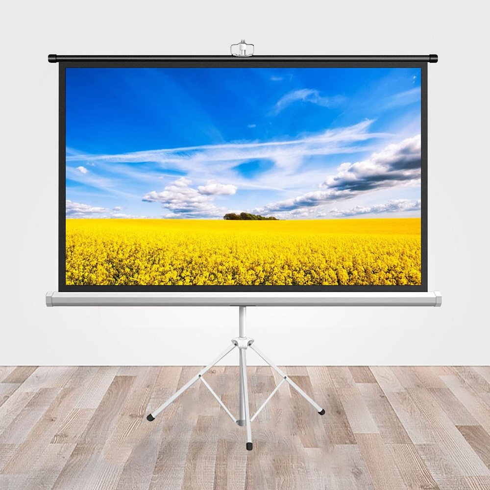 FAFACAI Free-Standing Tripod Projection Screen, 4:3/16:9 HD Outdoor Indoor Foldable Movie Projection Screen, Portable Mobile Projector Screen for Home Office Presentations (84) (60inch 4:3)