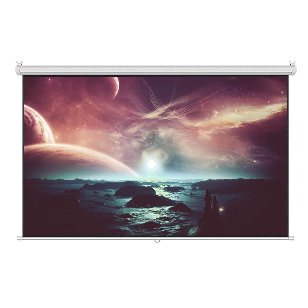 FAFACAI Drop Down Projector Screen - 4:3/16:9 HD Retractable Ceiling Wall Mount Projection Screen Wrinkle-Free Portable Foldable Projection Screen, for Office Home Theater Movie (100) (60inch 4:3)