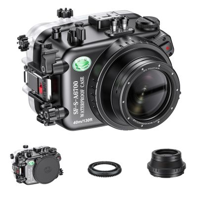 Sea frogs Underwater Camera Housing Compatible with Sony A6700 E 4/10-18 OSS IPX8 Maximum Diving Depth 40m/130ft Waterproof Camera Case for Diving, Surfing, Rowing, Skiing