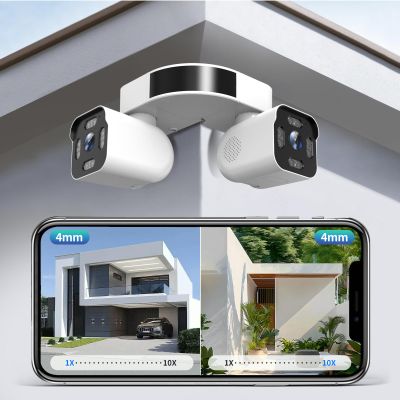 Dual Lens Outdoor Cameras 2.5K/5MP House Cameras Wired Plug-in | Wireless WiFi Camera with Audio and Video,PTZ,Auto Tracking,7/24 Recording,Color Night Vision,Cloud & SD Card Storage.