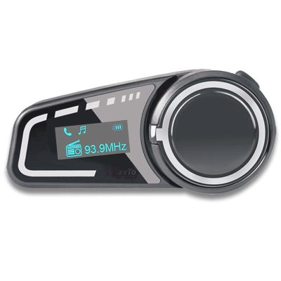 QSPORTPEAK Motorbike Helmets Bluetooth intercom,M2C Full Duplex Wireless Motorcycle Bluetooth Headset for 2-6 Riders with LCD Screen,CVC+DSP Noise Cancellation Music Share IP67Waterproof,1 Pack