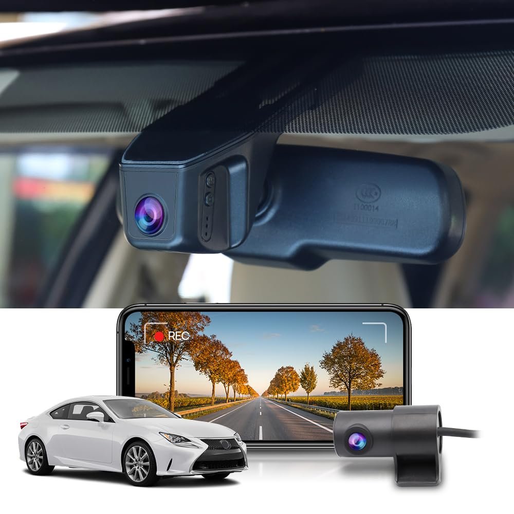 Fitcamx Front 4K+Rear 1080P Dash Cam Adapts for Lexus RC & RC F 2014-2017 RC300 RC350 F Sport, OEM Factory Style, 2 Way HD Video, Loop Recording, WiFi Connect & APP, G-Sensor, Easy to Use, 128GB Card