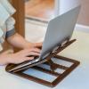 ZXDRYBHD Wooden Laptop Stand, Dissipation Laptop Riser, Laptop Stand for Desk, Hollow Design, with Multiple Angles, Folding, Portable(Brown) view 3
