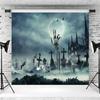 12x8ft Halloween Backdrop Scary Cemetery Full Moon Zombie Castle Photography Background Horror Ghosts Halloween Theme Party Decorations Supplies Photo Booth Props view 3