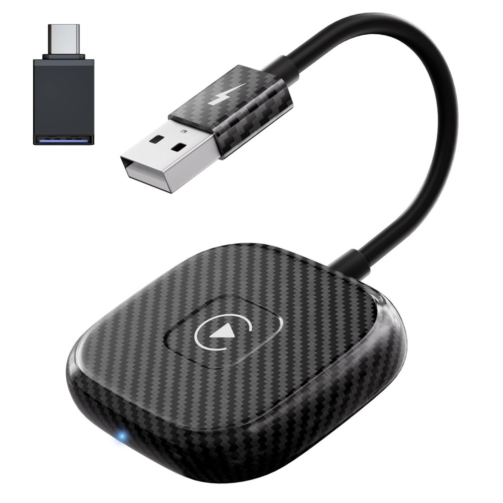 Anithen Wireless CarPlay Adapter for Apple iPhone,Converter Wired Carplay to Wireless,Stable Connection Fit for Cars from 2017-2025 & iPhone iOS 11+ (Carbon)