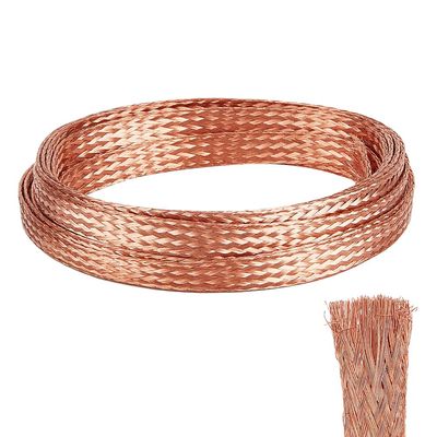 BENECREAT 13 Feet Braided Ground Strap, 10mm/0.39 inch Wide Flexible Flat Copper Flat Sleeving for Radio Antennas and House Grounding