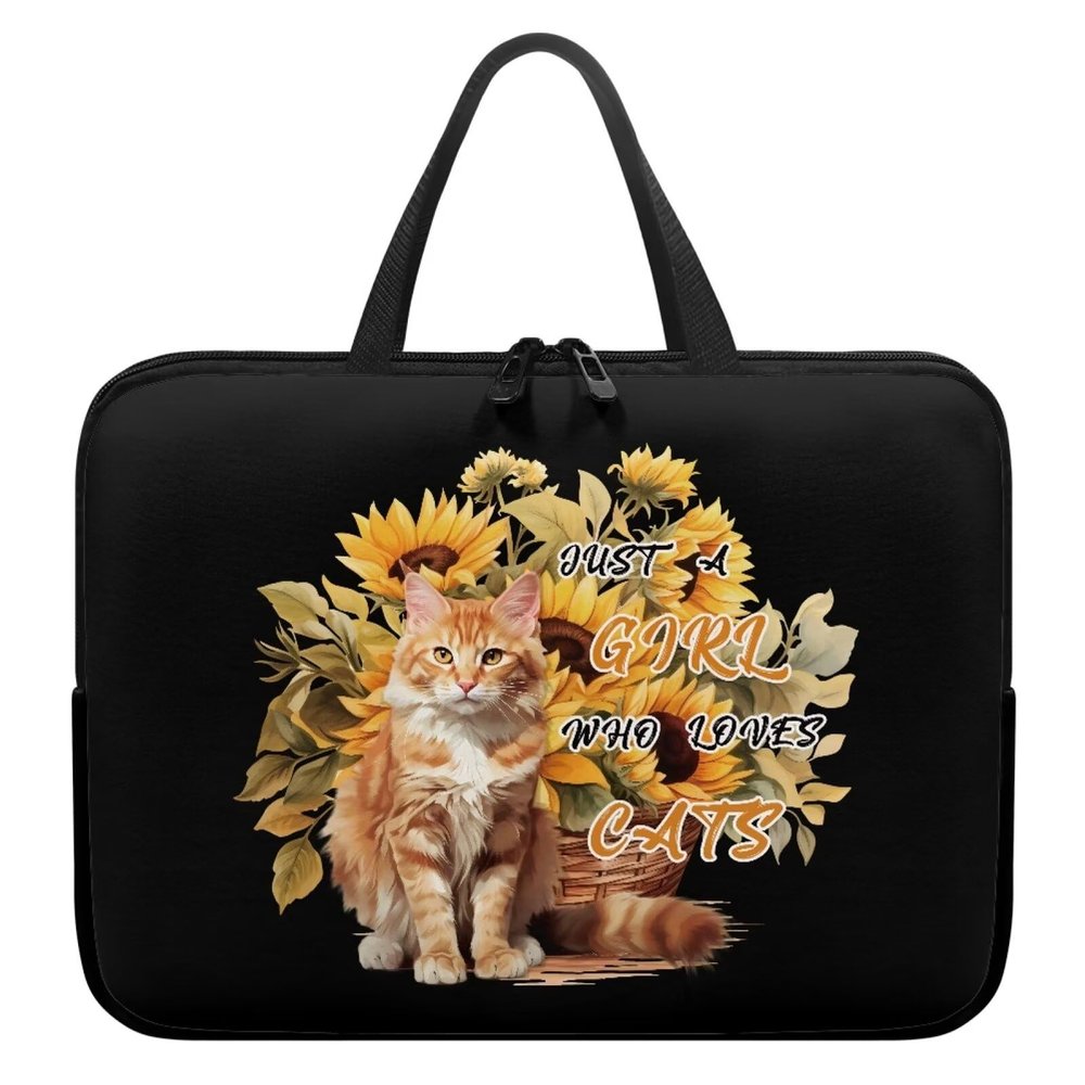 KEIAHUAN Sunflower Cat Laptop Tote Bag for Women Computer Bag Laptop Case Laptop Work Bag Laptop Briefcase Slim for Business Travel Office