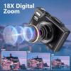 4K Digital Camera for Photography, 64MP UHD Autofocus Vlogging Camera for with 3 180 Flip Screen, 18X Zoom Compact Travel Camera Webcam for Gift Teens Begginers Adults view 3
