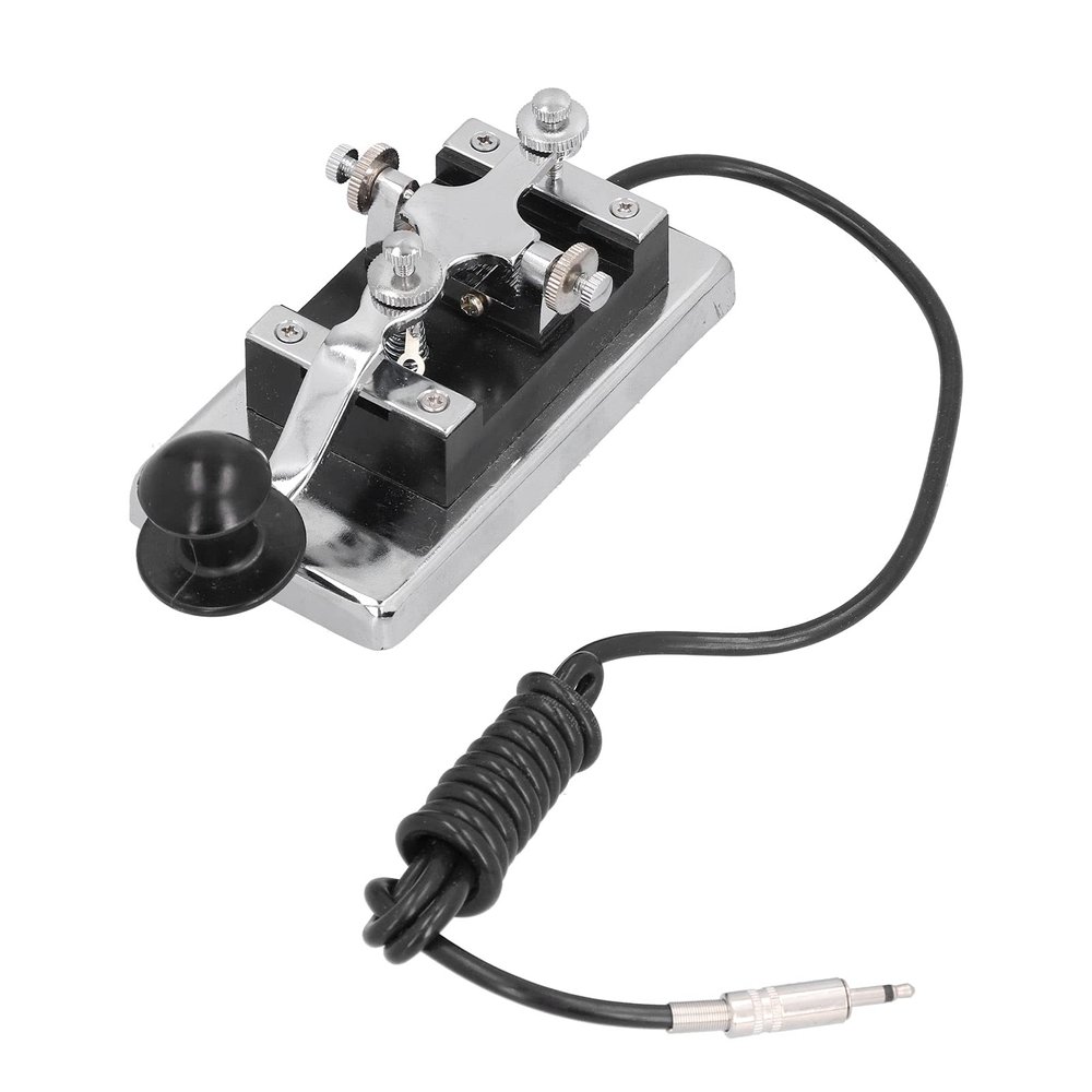 Morse Code Key, HY K4 Morse Code CW Telegraph Straight Key with Buzzer and Voice Prompts, DIY Telegraph Tapper Manual CW Practice Tool Trainer for Physical Teaching
