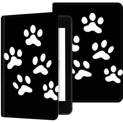 AIRWEE Case for 6.8"" Kindle Paperwhite (11th Generation 2024/2023/2021), PU Leather Kindle Case Adjustable Stand with Auto Sleep/Wake Cover for Kindle Paperwhite Signature Edition, White claw marks