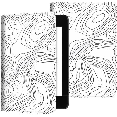 Amazon Kindle Paperwhite Case (11th Gen), PU Leather Adjustable Stand Cover with Auto Sleep/Wake - Topographic White