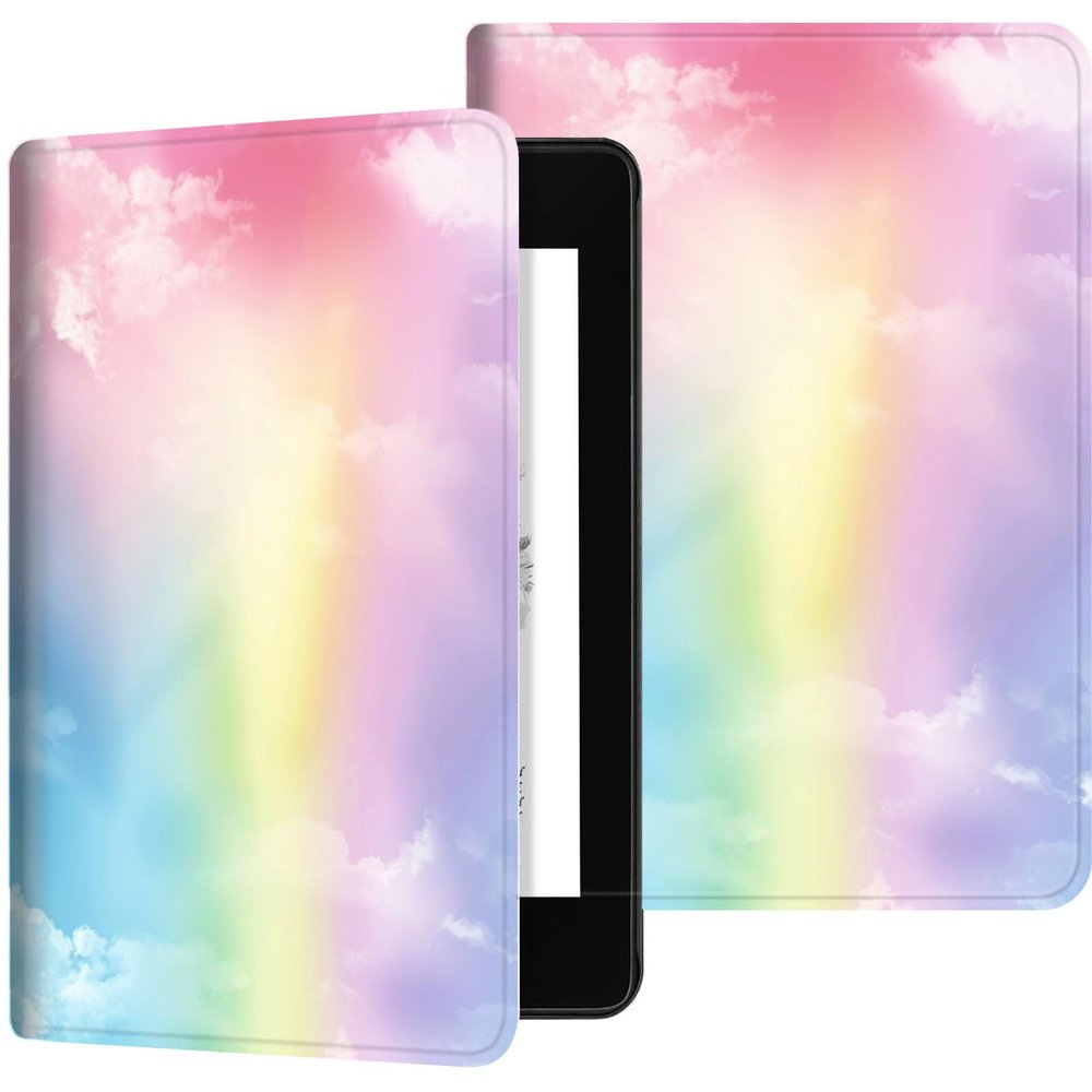Case for 6.8" Kindle Paperwhite (11th Generation 2024/2023/2021), PU Leather Kindle Case Adjustable Stand with Auto Sleep/Wake Cover for Kindle Paperwhite Signature Edition, Rainbow