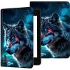 Case for 6.8" Kindle Paperwhite (11th Generation 2024/2023/2021), PU Leather Kindle Case Adjustable Stand with Auto Sleep/Wake Cover for Kindle Paperwhite Signature Edition, Angry Blue Wolf view 1