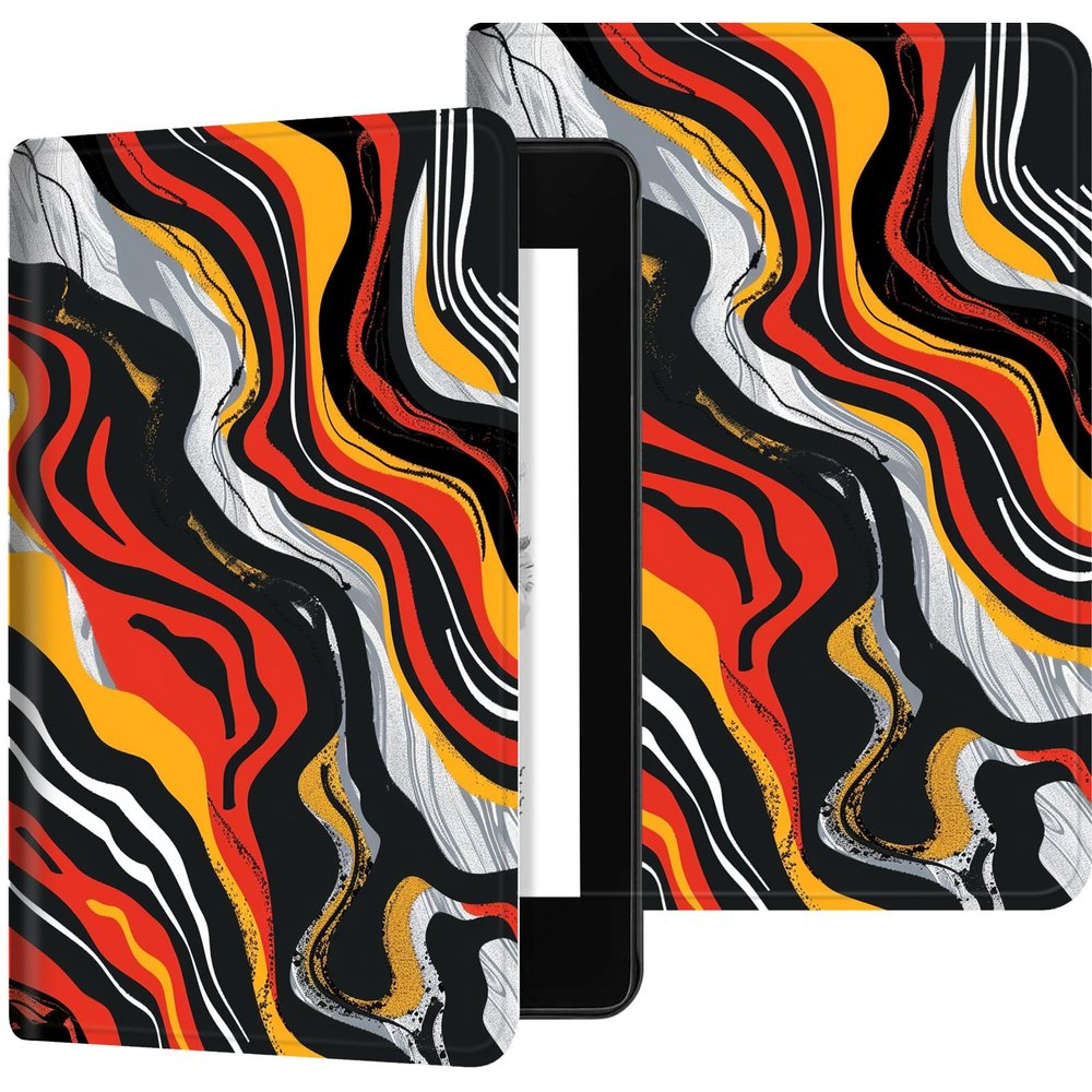 Case for 6.8" Kindle Paperwhite (11th Generation 2024/2023/2021), PU Leather Kindle Case Adjustable Stand with Auto Sleep/Wake Cover for Kindle Paperwhite Signature Edition, Color Ink Drawing