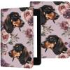 AIRWEE Case for 6.8"" Kindle Paperwhite (11th Generation 2024/2023/2021), PU Leather Kindle Case Adjustable Stand with Auto Sleep/Wake Cover for Kindle Paperwhite Signature Edition, Black Dog Flower view 1