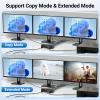 4K/60Hz HDMI KVM Switch 2 Computers 3 Monitors, 2 Port HDMI KVM Switcher 2 in 3 Out for 2 PC Share 3 Monitors and 4 USB 3.0 Ports, Support Copy Mode/Extended Mode, Two Switching Modes view 2