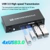 HDMI KVM Switch 2 Minitors 2 Computers, USB 3.0 4K@60Hz Dual Monitor HDMI KVM Switch 2 in 2 Out for 2 PC Share 2 Monitors and 1 Set of Keyboard Mouse and Other USB Devices, Copy Mode & Extended Mode view 3