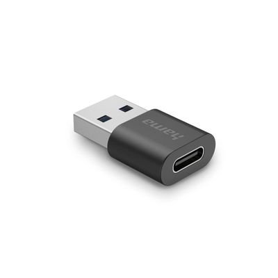 Hama USB-A to USB-C Adapter, SuperSpeed Plus 10Gbps, 2-Port, Black