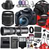 Canon EOS Rebel T7 DSLR Camera with Canon EF-S 18-55mm f/3.5-5.6 is II and 420-800mm f/8.3 HD Telephoto Zoom Lens + 128 GB Memory + Filters + Tripod + More (33pc Bundle), Black (Renewed) view 1