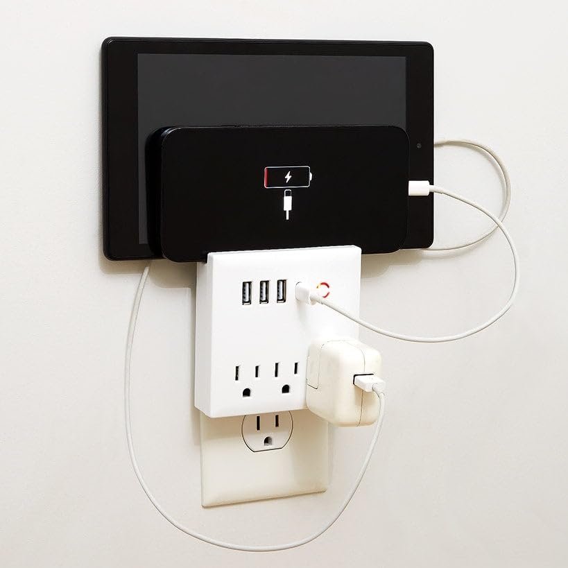 Lakeside USB and Outlet Adapter with Phone Holder - Ultimate Charging Hub