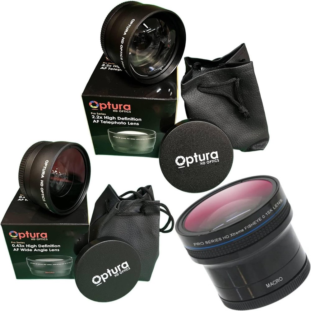 52MM OPTURA HD OPTICS Lenses Kit Included Wide Angle Lens+ HD Fisheye Lens+ 2.2X Telephoto Lens for Nikon AF-S NIKKOR 300mm f/2.8G ED VR II Lens