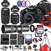 Canon EOS 2000D / Rebel T7 DSLR Camera Canon EF-S 18-55mm F/3.5-5.6 DC III Zoom, EF 75-300mm f/4-5.6 III and 420-800mm f/8.3 HD Lens + 128 GB Memory + Filters + More (36pc Bundle) (Renewed) view 1