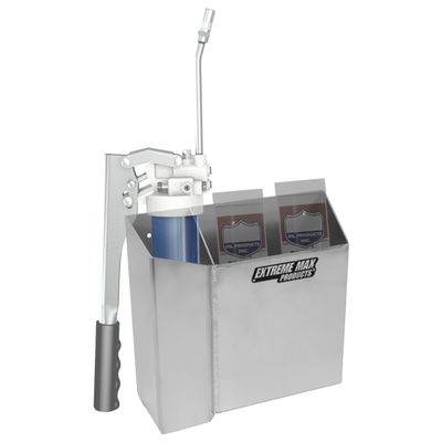 Extreme Max 5001.6368 Grease Gun Holder with Spare Cartridge Slot  Wall-Mount Aluminum Rack for Garage, Shop, Race & Enclosed Trailers, Toy Haulers  Silver