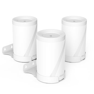 Bangcheer Wall Mount for TP-Link Deco BE63/ BE65/BE67/BE68/BE10000/BE11000/BE14000 Mesh Wi-Fi 7 System, Saving Space Aluminum Alloy Wall Hanging Bracket Holder with Cable Storage Rack (White-3Pack)