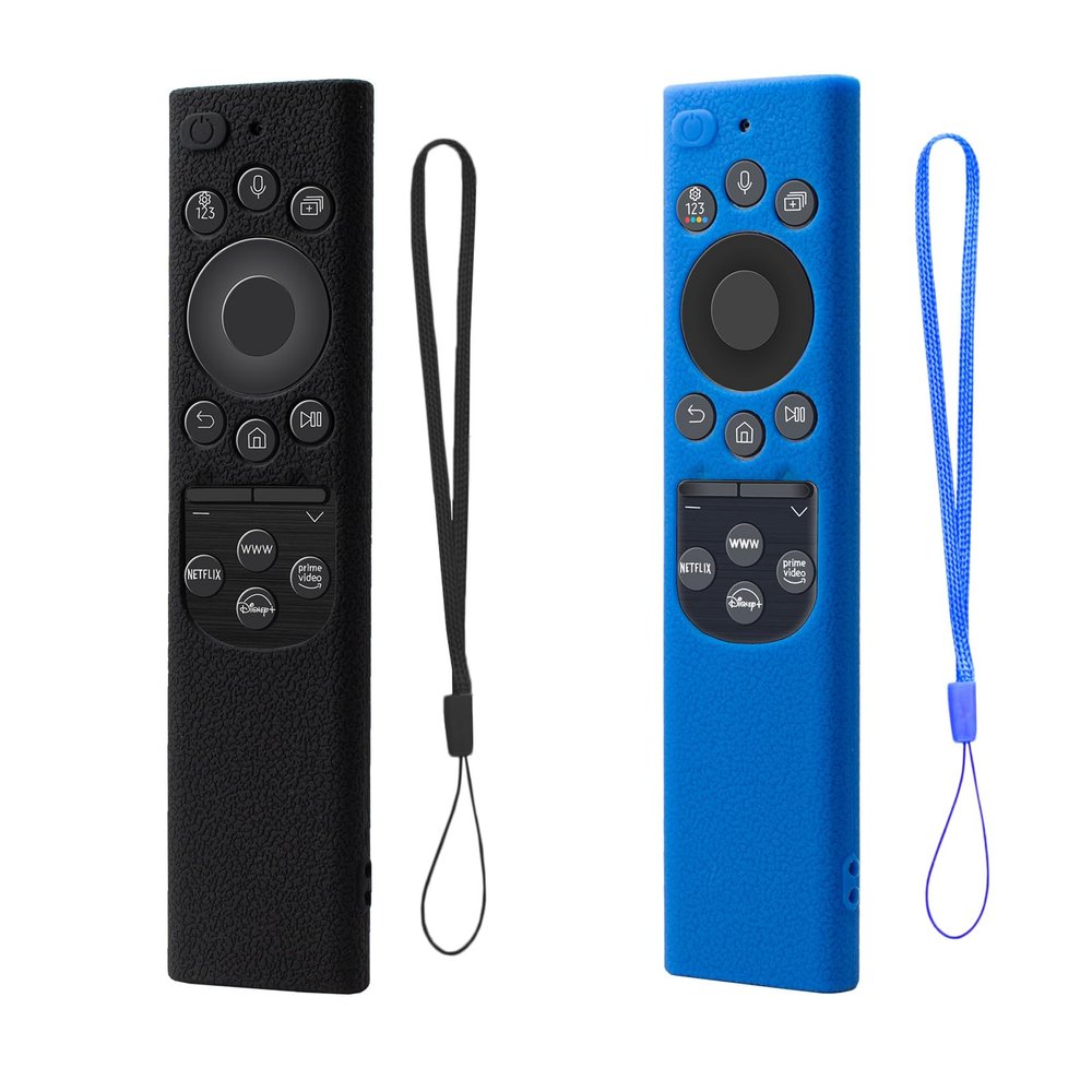 2 Pack Remote Cover for Samsung Smart TV, Silicone Protective Case for Samsung Solar Cell Remote 2021 2022 BN59-01357 BN59-01385 BN59-01265A Updated Remote Case Holder (Royal Blue +Black Not Glow)