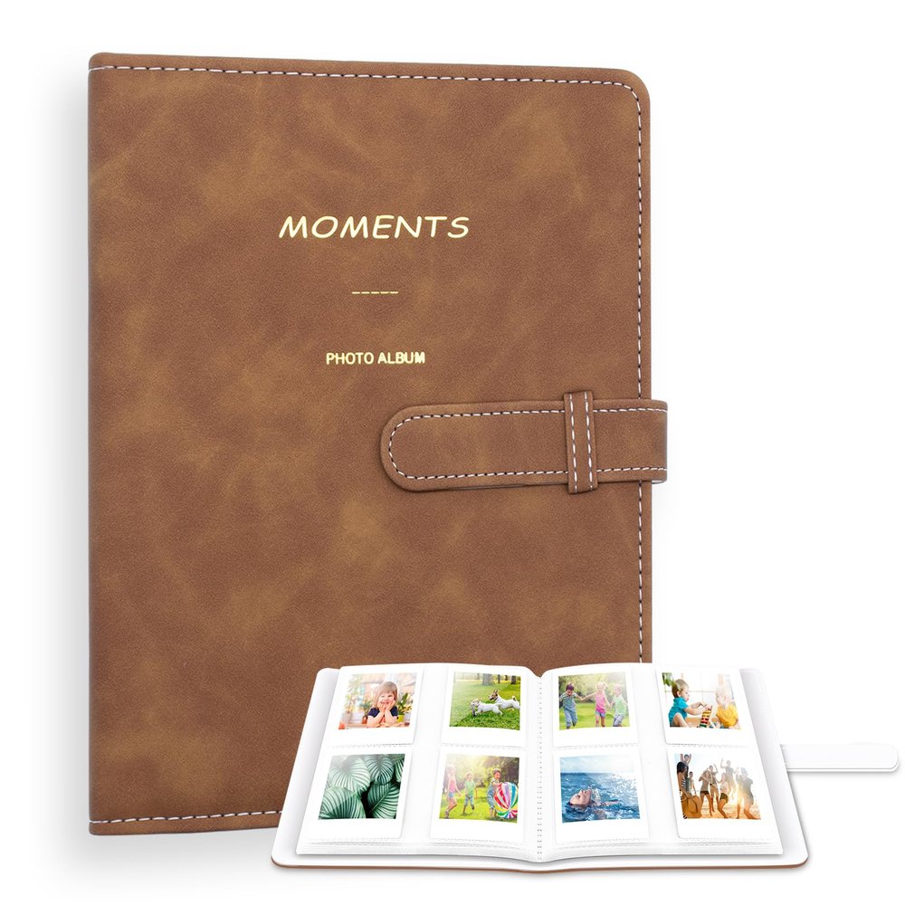 Ablus 256 Pockets Photo Album for Polaroid SnapTouch Zip Mint Cameras Printers, for Instax Mini 11 12 9 8+ 8 LiPlay Instant Camera Film, Mini Link SP-1 Printer (Brown)