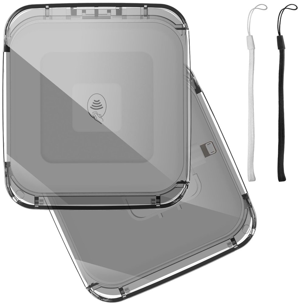 BASSIRY Anti-Lost Clear Cover Case Compatible with Square Reader 2nd Generation, 1st Generation, Case for Square Reader Magstripe with 3.5mm Headset Jack or Lightn Connector (2packs, Black