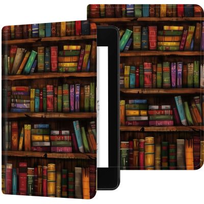Case for 6" All-New Kindle (11th Generation, 2022 Release),Slim PU Leather Kindle 2022 E-Reader Adjustable Stand with Auto Sleep/Wake Smart Cover for Amazon Kindle Case 6 inch,Library Bookshelf