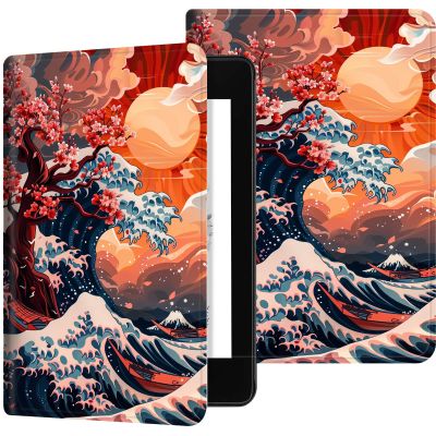 Case for 6" Kindle Paperwhite (10th Generation,2018 Release),PU Leather Kindle Paperwhite 2018 Case, Adjustable Stand with Auto Sleep/Wake Kindle Paperwhite 10th Generation Case, Cherry Blossom Sea
