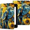 Case for 6" Kindle Paperwhite (10th Generation,2018 Release),PU Leather Kindle Paperwhite 2018 Case, Adjustable Stand with Auto Sleep/Wake Kindle Paperwhite 10th Generation Case, Elephant Sunflowers view 1