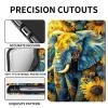 Case for 6" Kindle Paperwhite (10th Generation,2018 Release),PU Leather Kindle Paperwhite 2018 Case, Adjustable Stand with Auto Sleep/Wake Kindle Paperwhite 10th Generation Case, Elephant Sunflowers view 2
