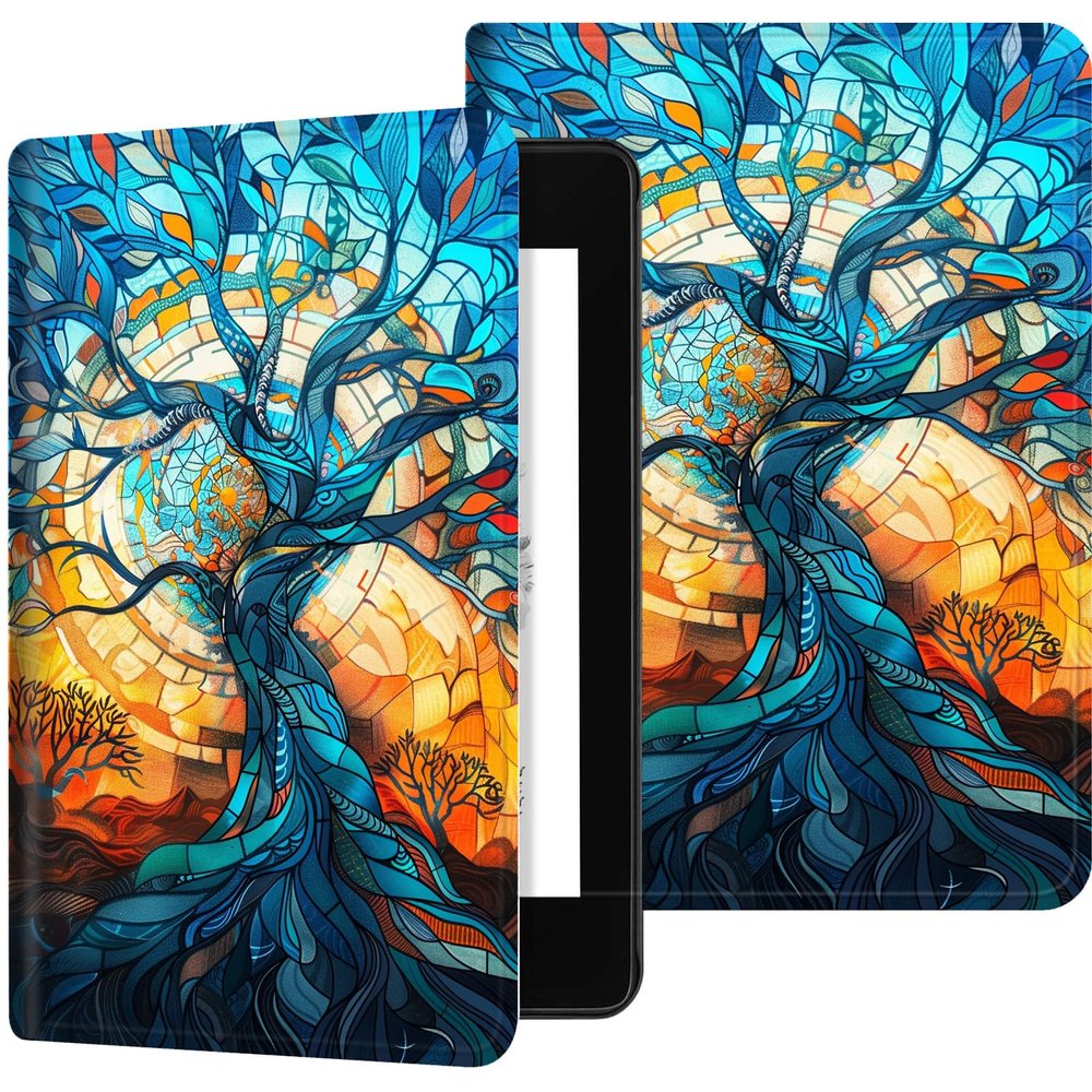 Case for 6" All-New Kindle (11th Generation, 2022 Release),Slim PU Leather Kindle 2022 E-Reader Adjustable Stand with Auto Sleep/Wake Smart Cover for Amazon Kindle Case 6 inch,Majestic Tree