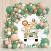 OERJU Safari Round Backdrop Cover Jungle Safari Baby Shower Round Backdrop Safari Animals Truck Theme Birthday Baby Shower Party Decoration Photography Background Kids Boy Arch Photo Booth Props 7.5ft view 3
