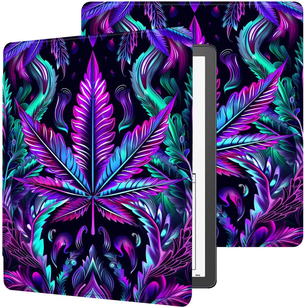 AIRWEE Case for Kindle Scribe 1st Generation (10.2 inch, 2022 Release), PU Leather Adjustable Stand Cover With Auto Sleep/Wake Smart Cover for Amazon Kindle, Neon Leaf